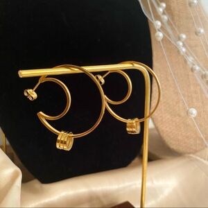 18K Gold Plated Crescent Moon Hoop Earrings